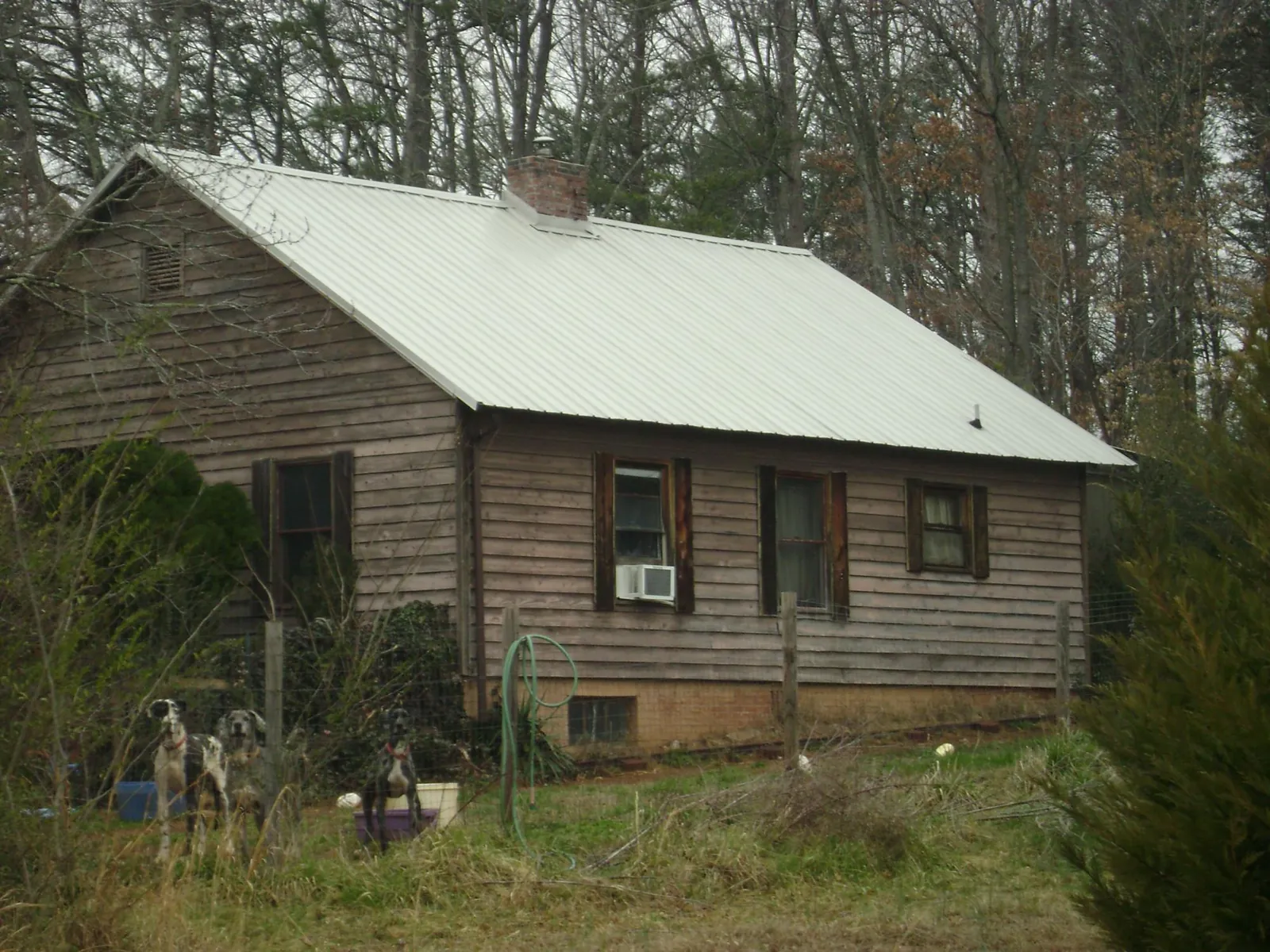 White metal roof on an old wood sided farmhouse, from a Metal Roof Installation job in Bayside